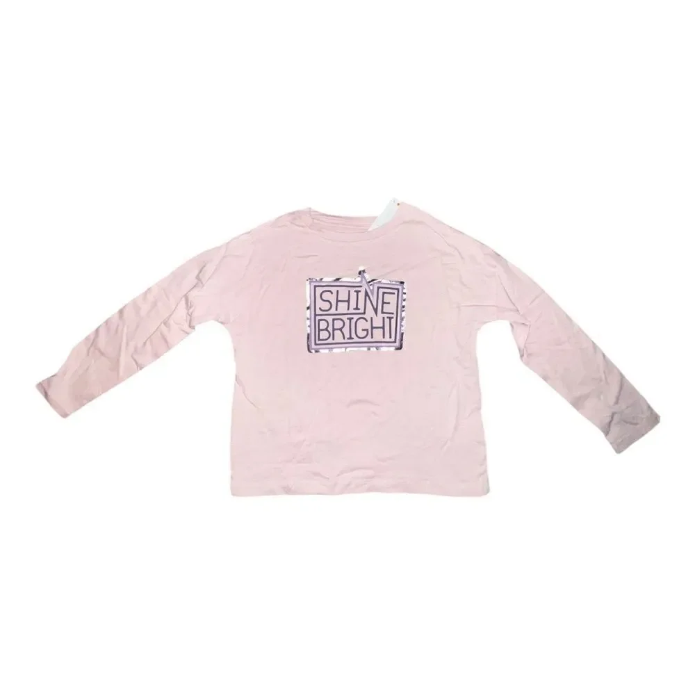 Gymboree Girls Pink Shine Bright Graphic Long Sleeve T-Shirt Small NWT
